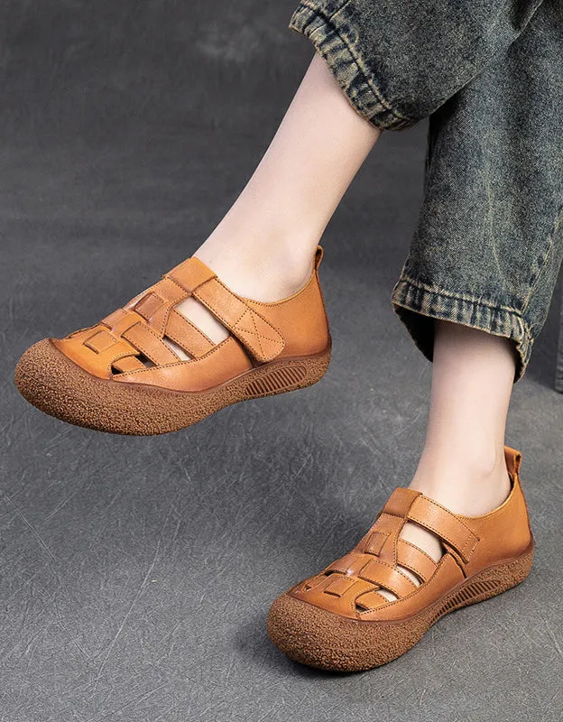 Round Toe Leather Braid Comfortable Retro Sandals