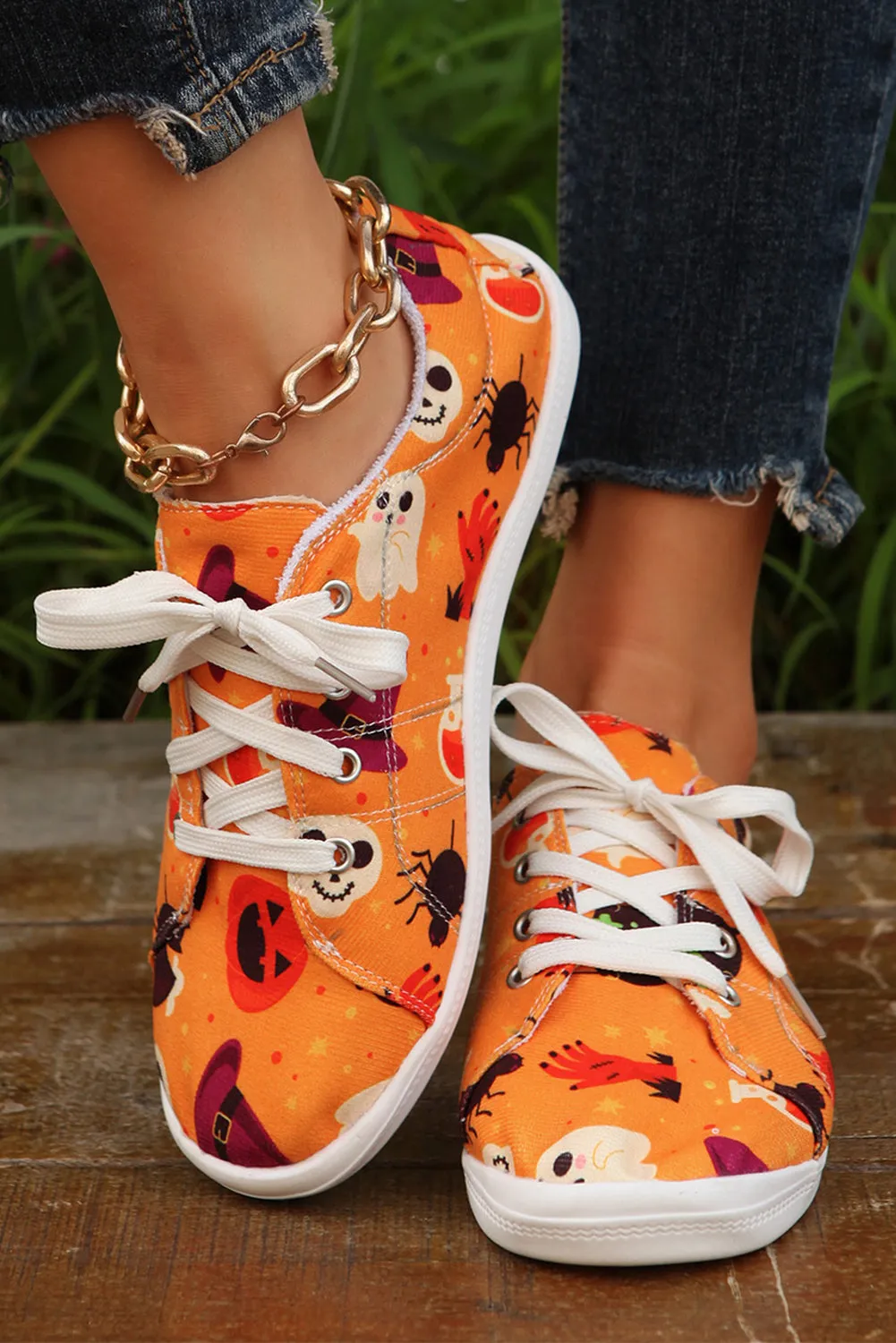 Russet Orange Halloween Ghouls & Pumpkin Sneakers