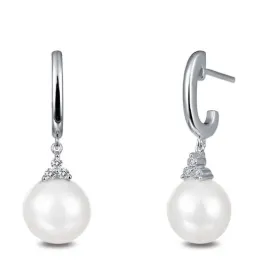 Simulated Diamond Pearl Earrings E0259PLP