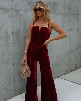 Solid Color Velvet Jumpsuit