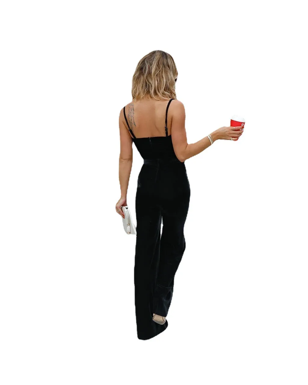 Solid Color Velvet Jumpsuit