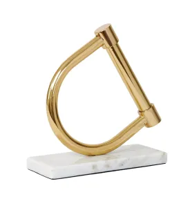 Stirrup Decor Golden brass with  white Marble stand.