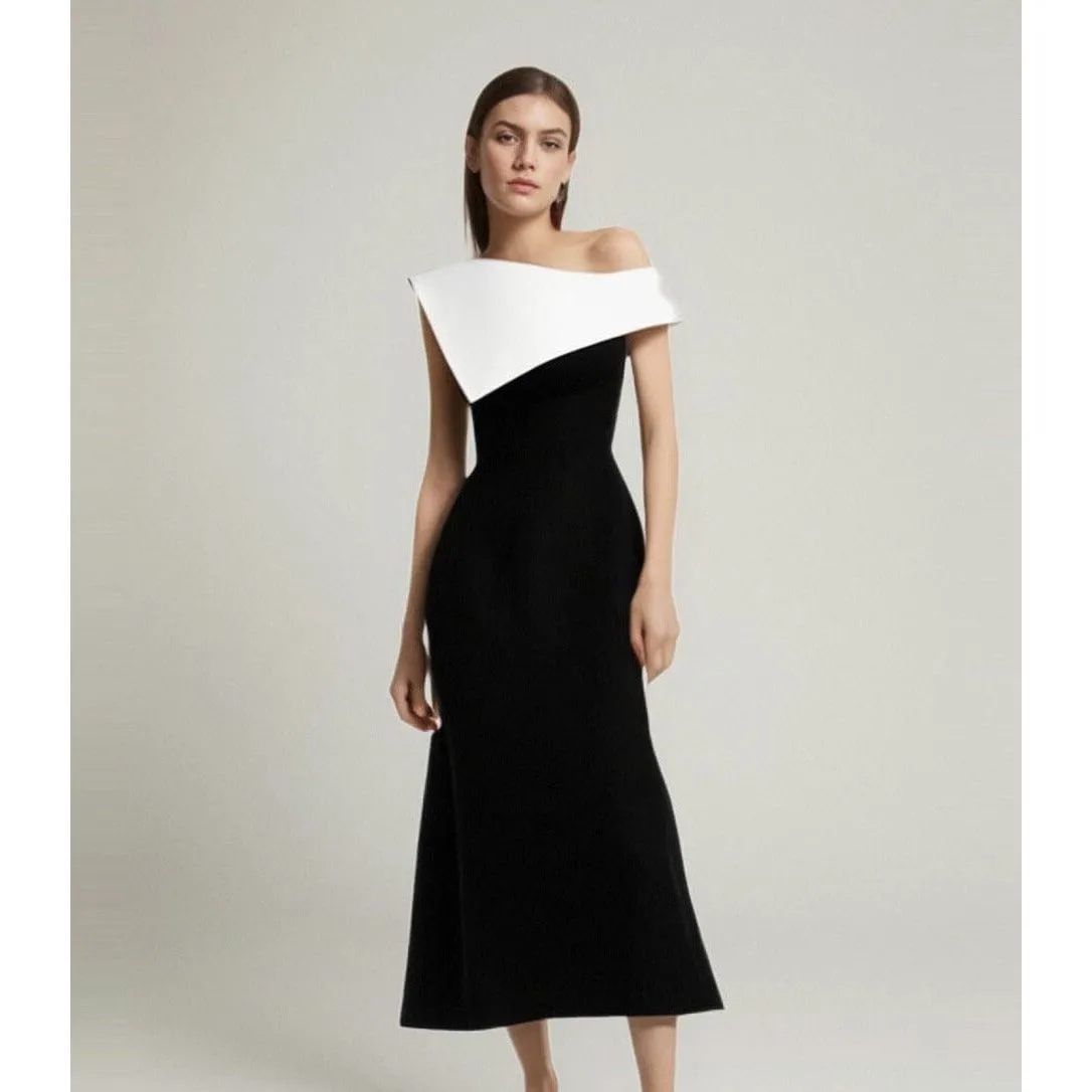 The Lucinda Diagonal Collar Patchwork Dress