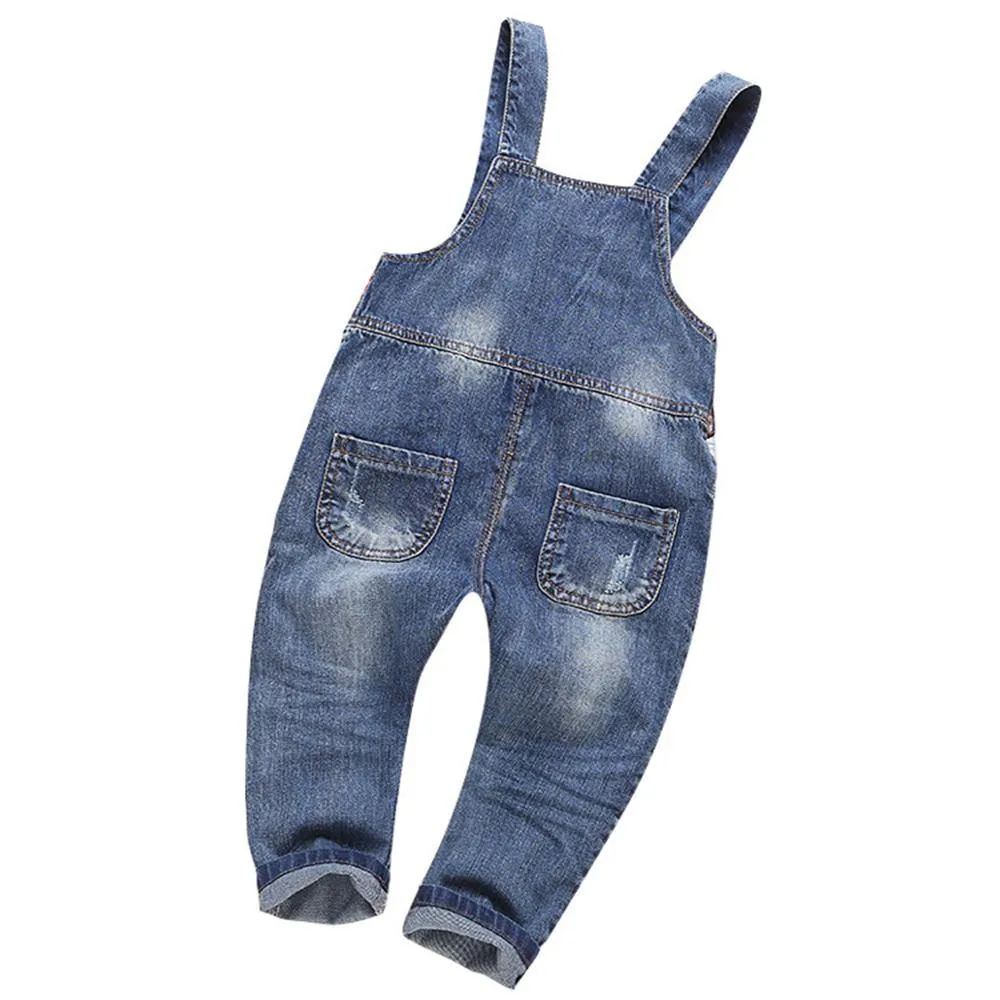 Toddler Patched Style Soft Denim Overalls