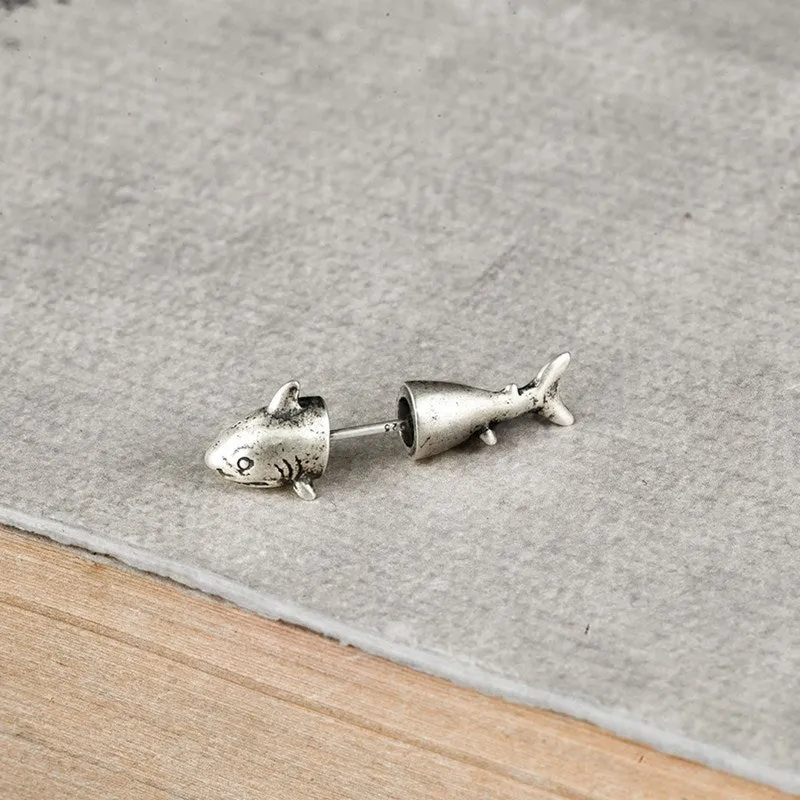 Unique Pure S925 Silver Shark Earrings (1pc/order)