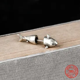 Unique Pure S925 Silver Shark Earrings (1pc/order)