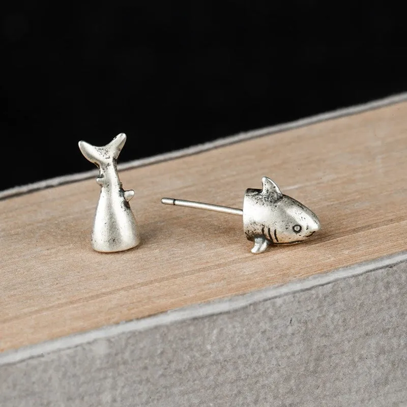 Unique Pure S925 Silver Shark Earrings (1pc/order)