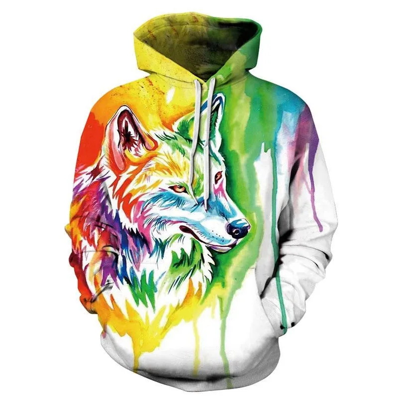 Unisex Rainbow Colour Wolf