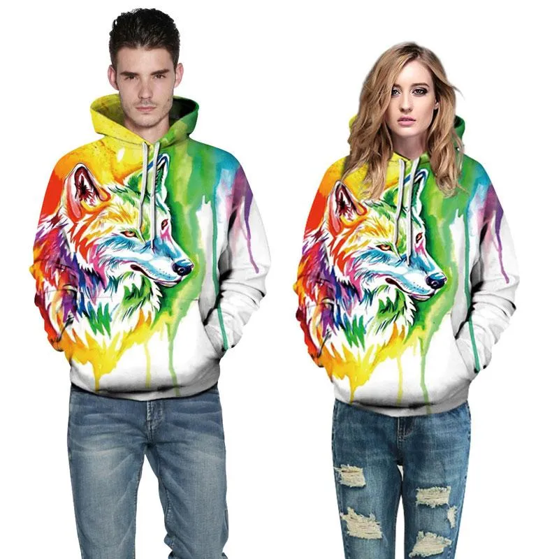 Unisex Rainbow Colour Wolf