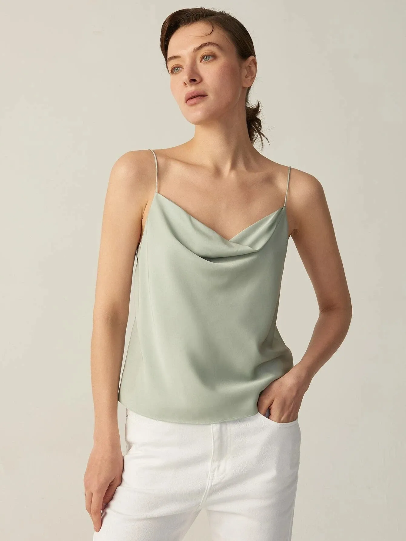 V Neck Sling Silk Grade 6A 22mm Stretchable Sleeveless Silk Top Silk Shirt