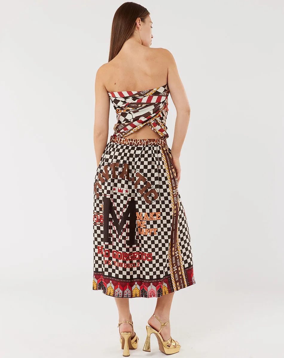 Vanessa Printed Chocolate Midi Skirt