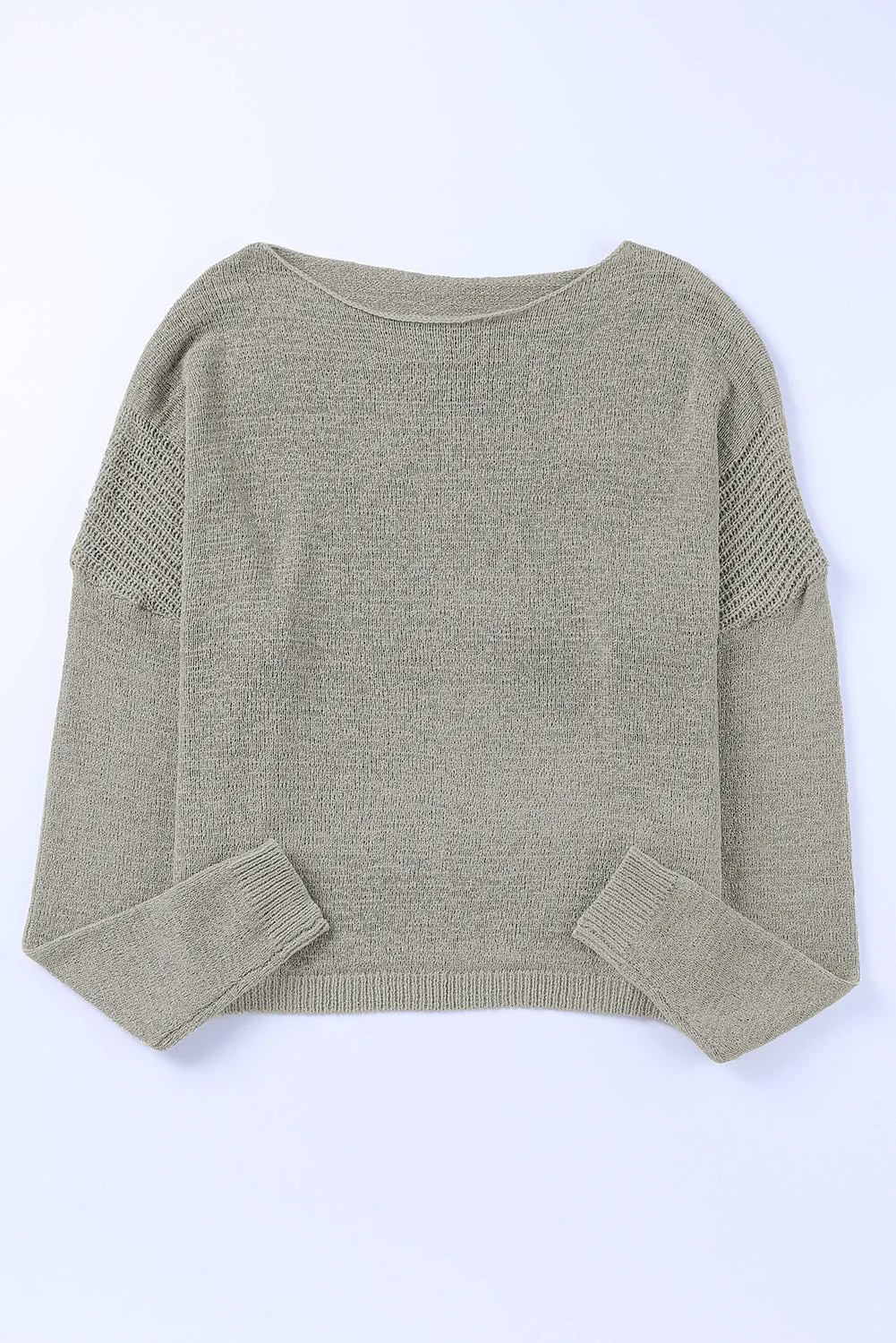 White Solid Drop Shoulder Pullover Sweater