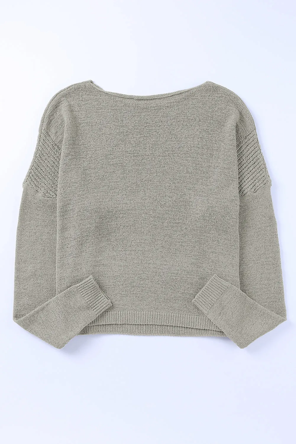 White Solid Drop Shoulder Pullover Sweater