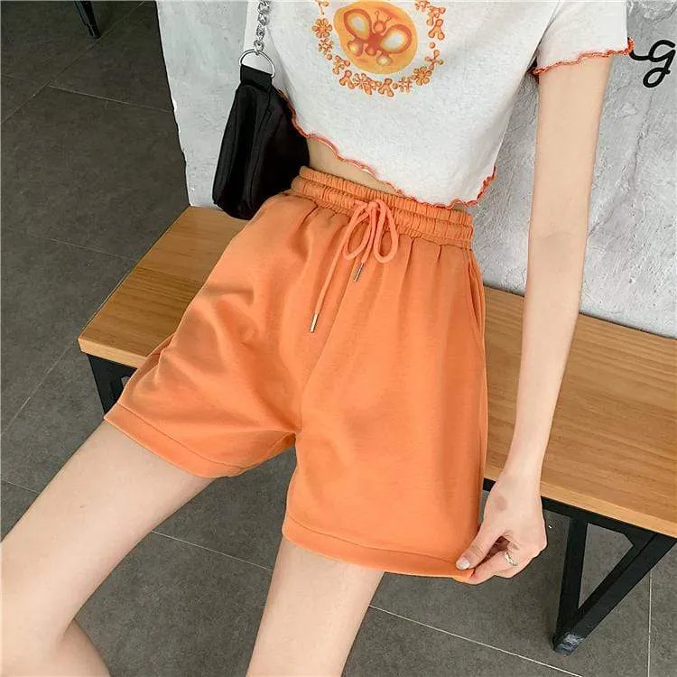 Women's Casual Solid Color Drawstring Shorts