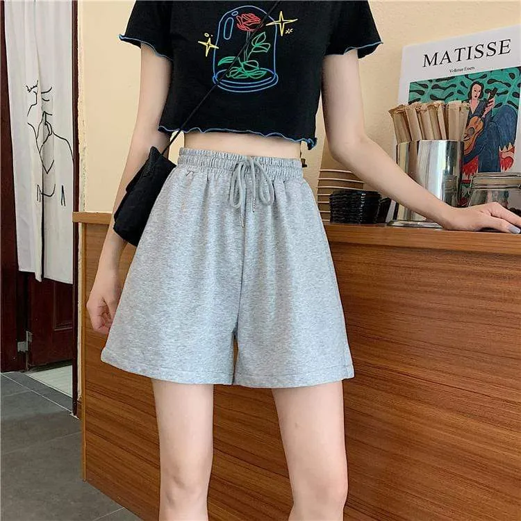 Women's Casual Solid Color Drawstring Shorts