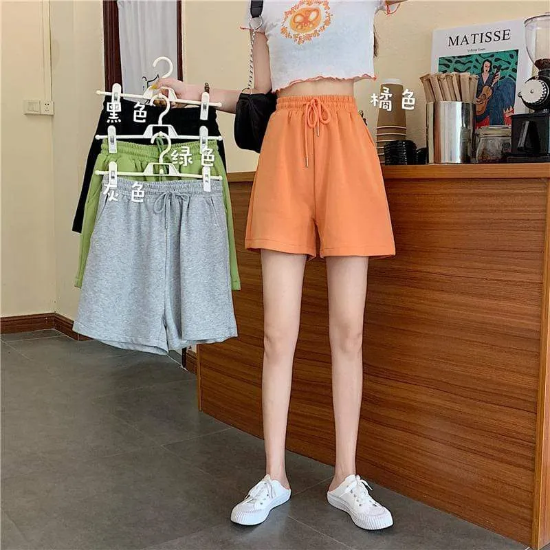 Women's Casual Solid Color Drawstring Shorts