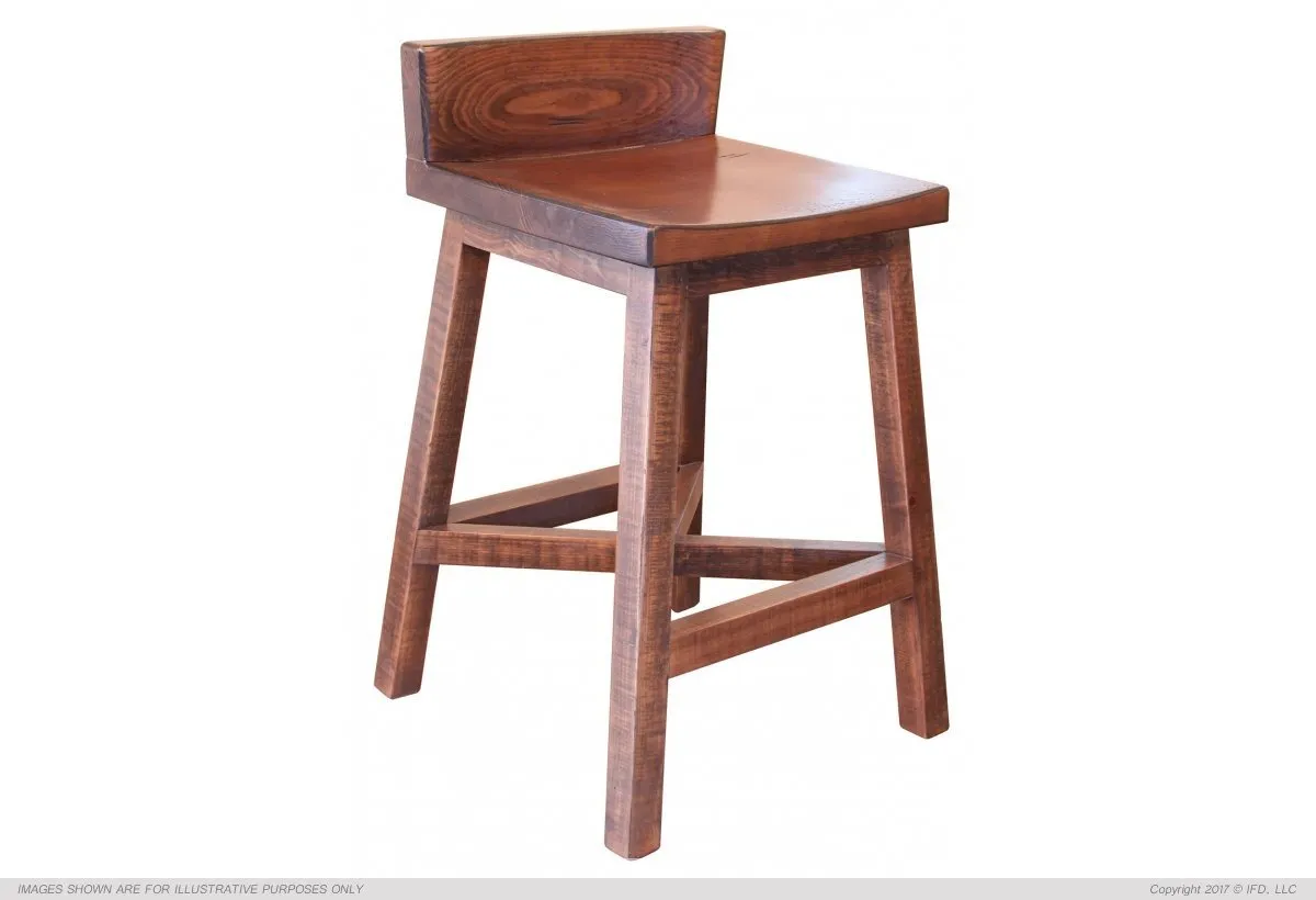 Wood Stool with Small Back