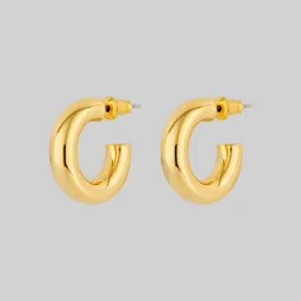 YARA. Simple Small Hoop Earrings - Gold