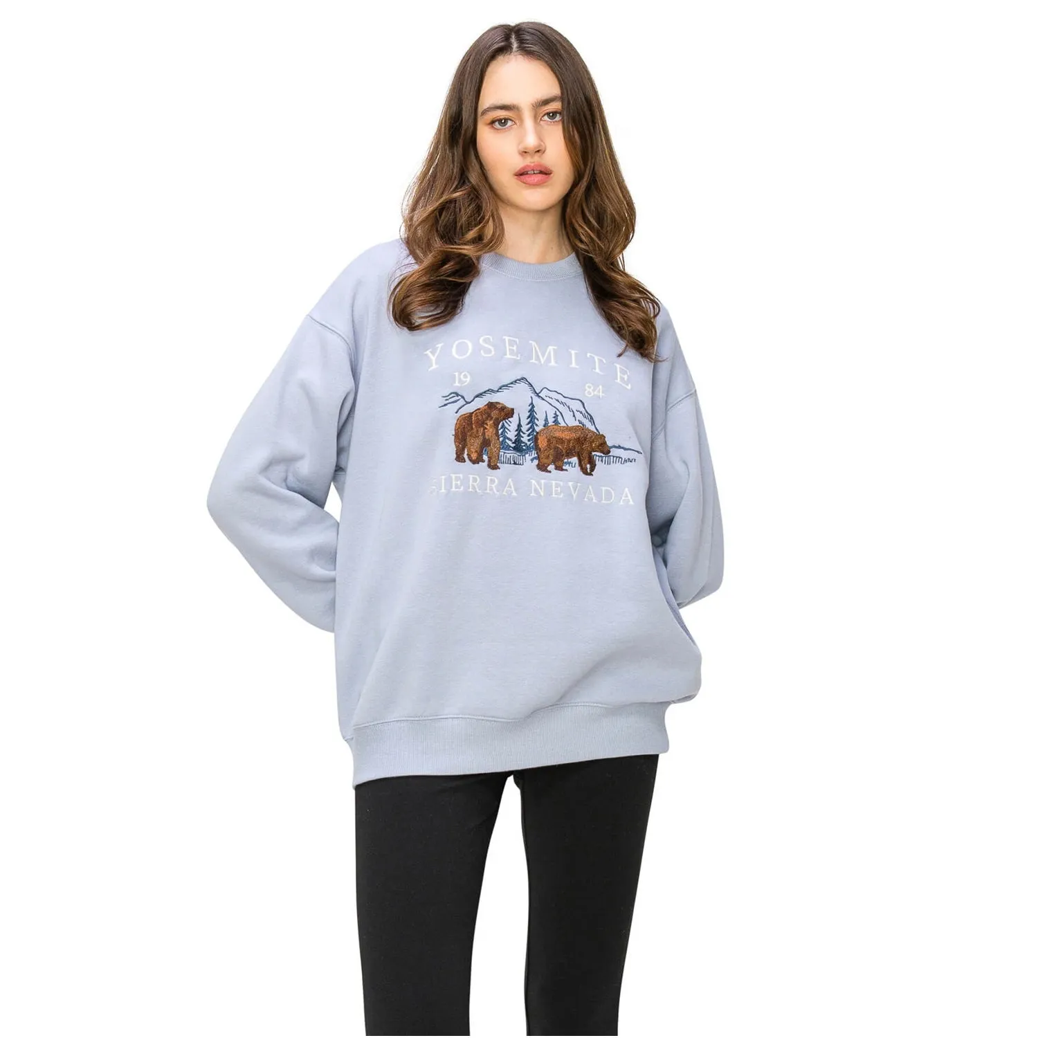 Yosemite Oversized Crewneck Sweatshirt - Light Blue