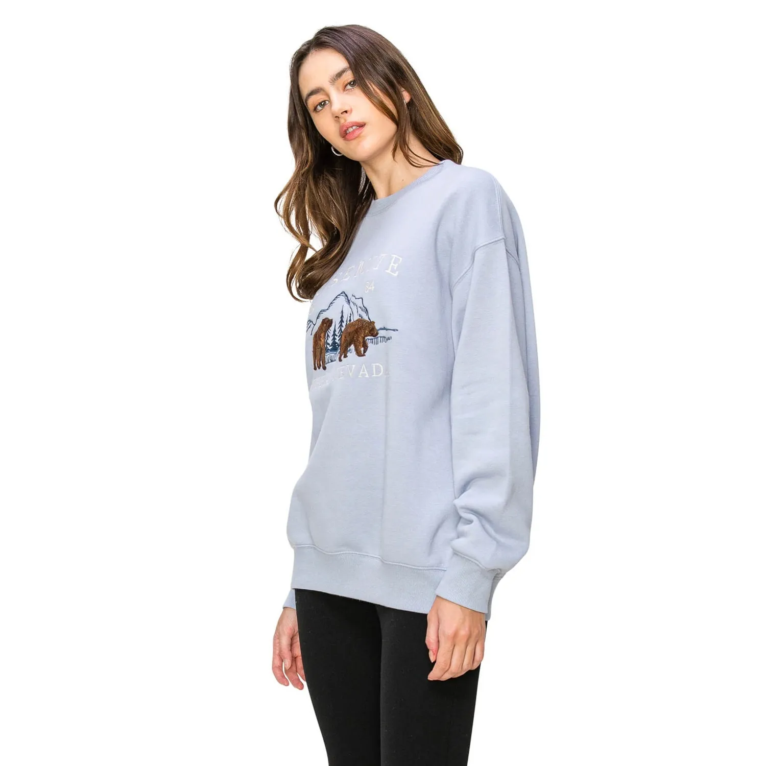 Yosemite Oversized Crewneck Sweatshirt - Light Blue